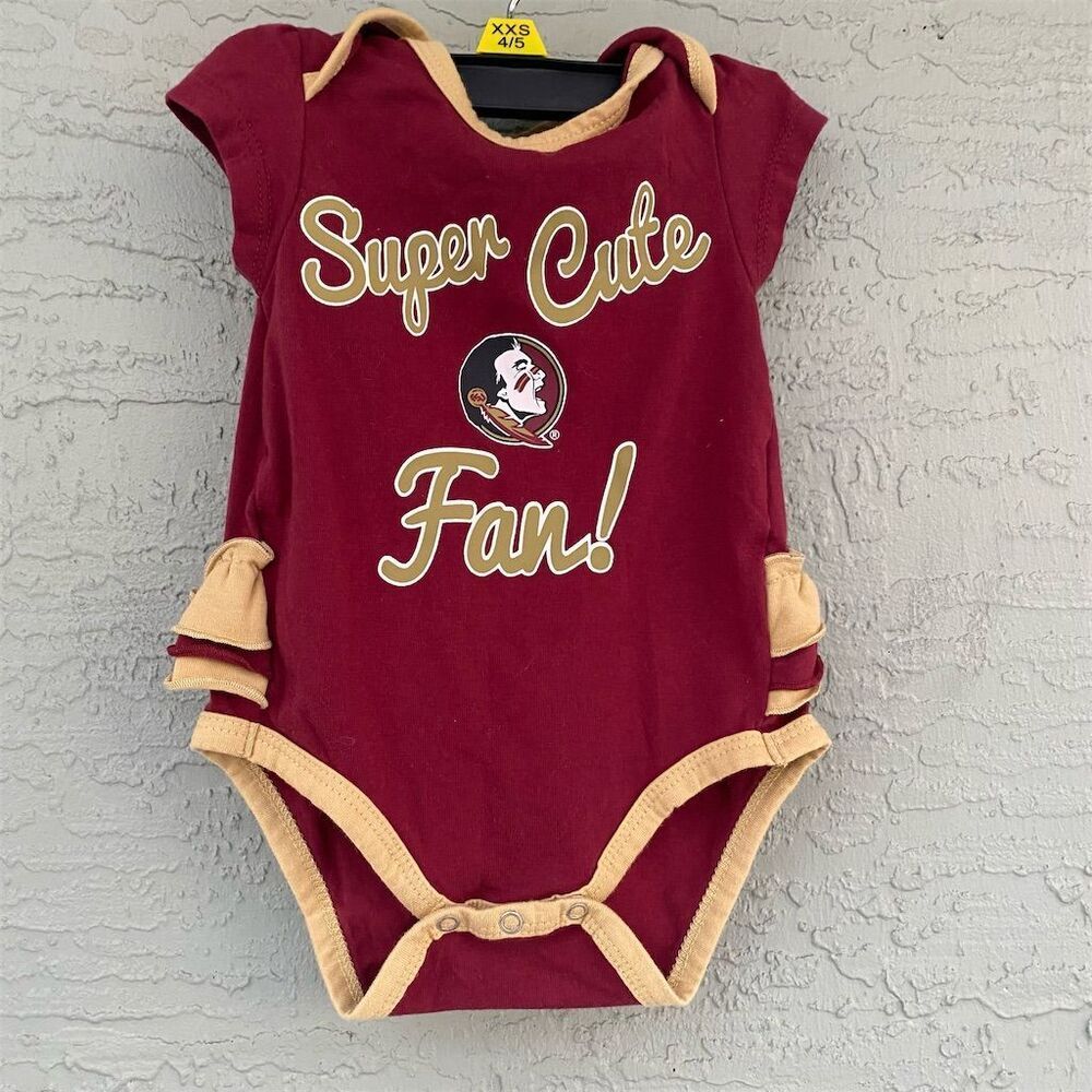 Florida State Seminoles Newborn Bodysuit "Super Cute Fan!" Red Unisex 0-3 Months